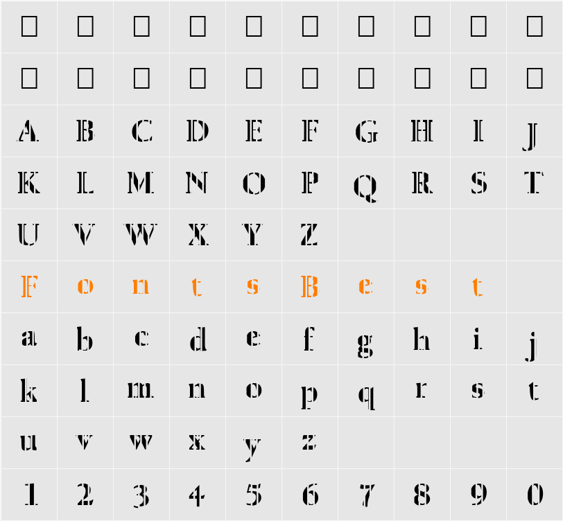 FZ ROMAN 24 STRIPED Character Map