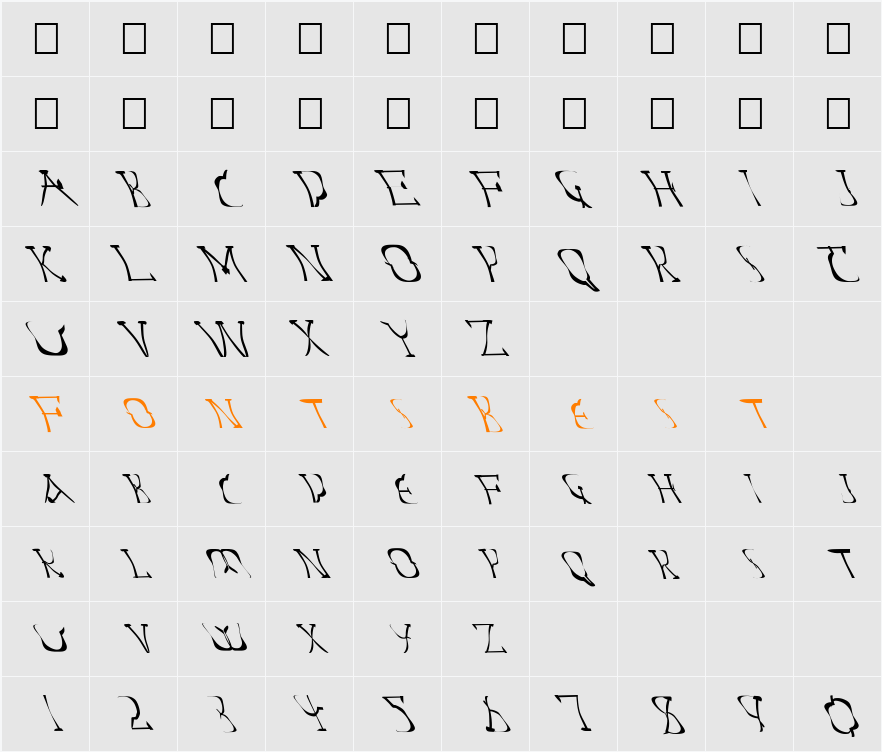 FZ WARPED 14 LEFTY Character Map