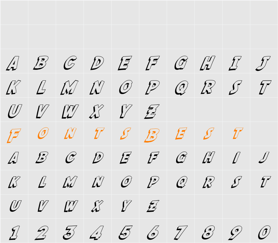 SF Fedora Shadow Character Map