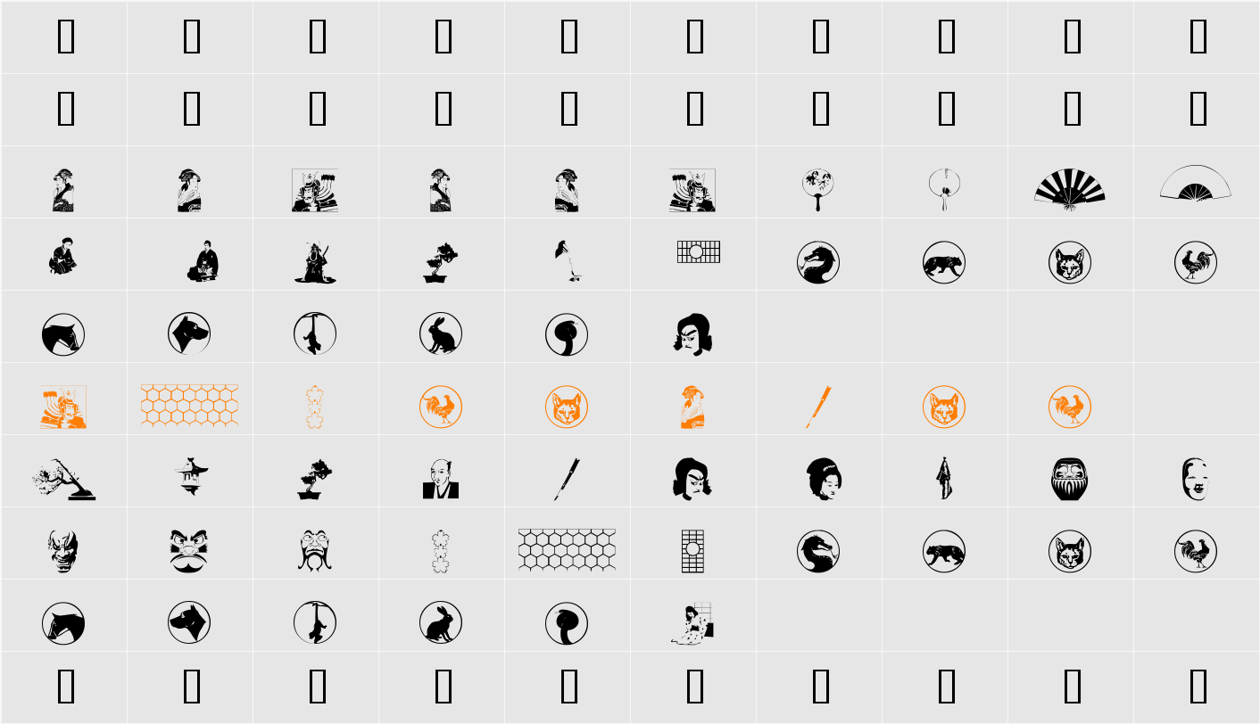 Asian Dings Character Map