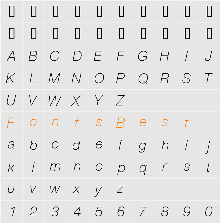 ContextRepriseThinCondSSi Character Map