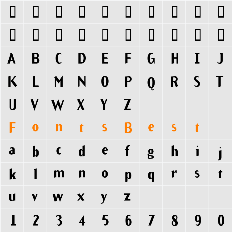 ArbitraryBold Character Map