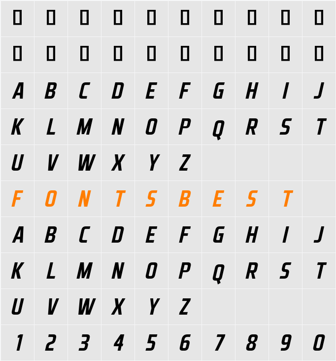 Aero Matics Character Map