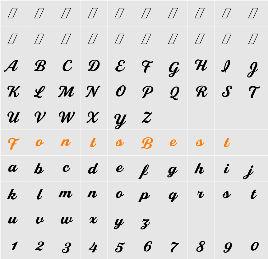 Stash Bold Character Map