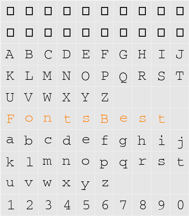 CourierMCY Character Map