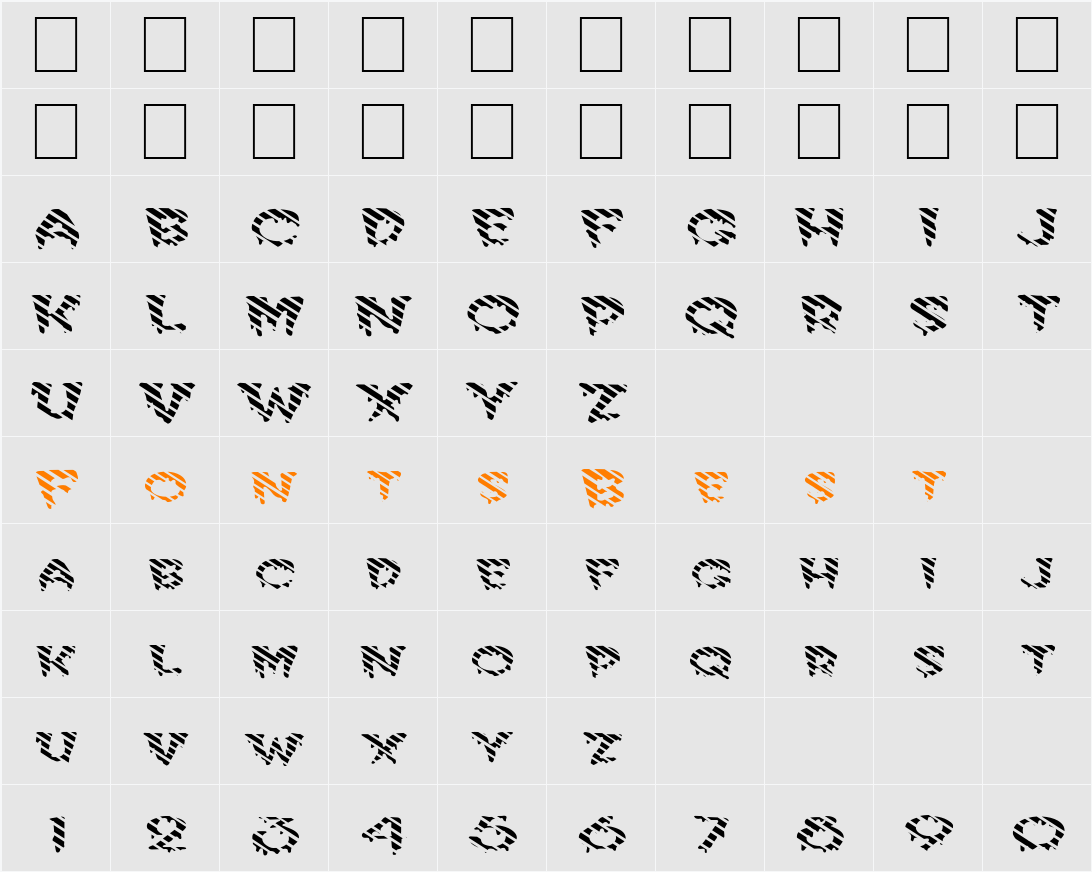 FZ UNIQUE 10 STRIPED EX Character Map