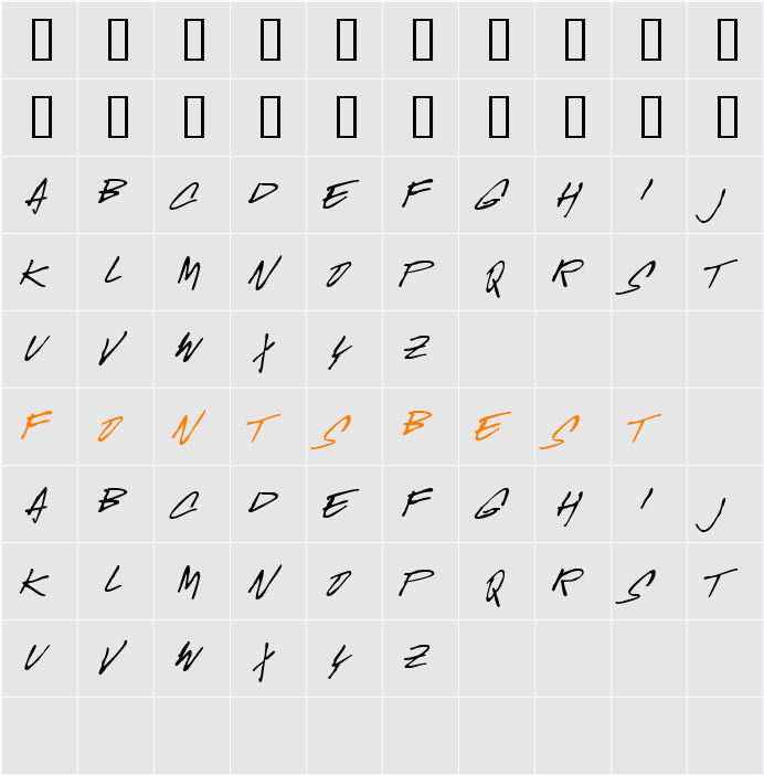 McGurr Script Character Map