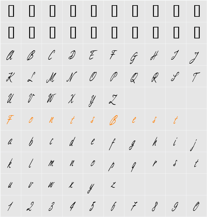 AimeeCondensed Character Map