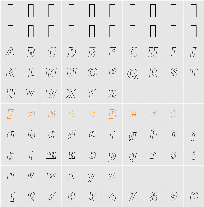 AdelonOutline-Xbold Character Map