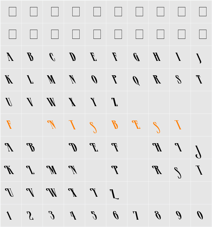 Mazama Leftie Character Map