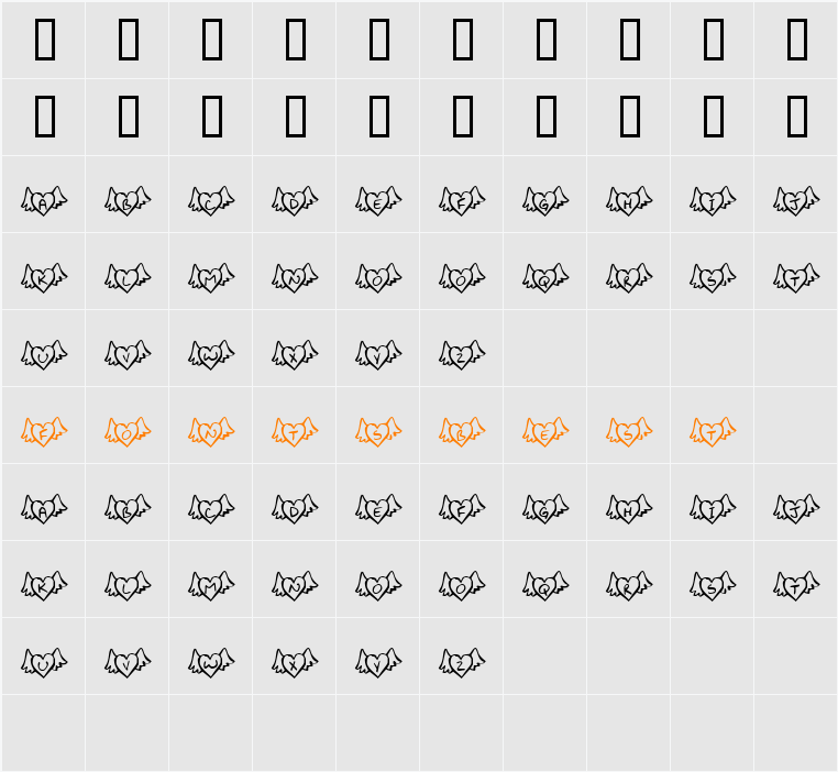 JI-Falces Character Map