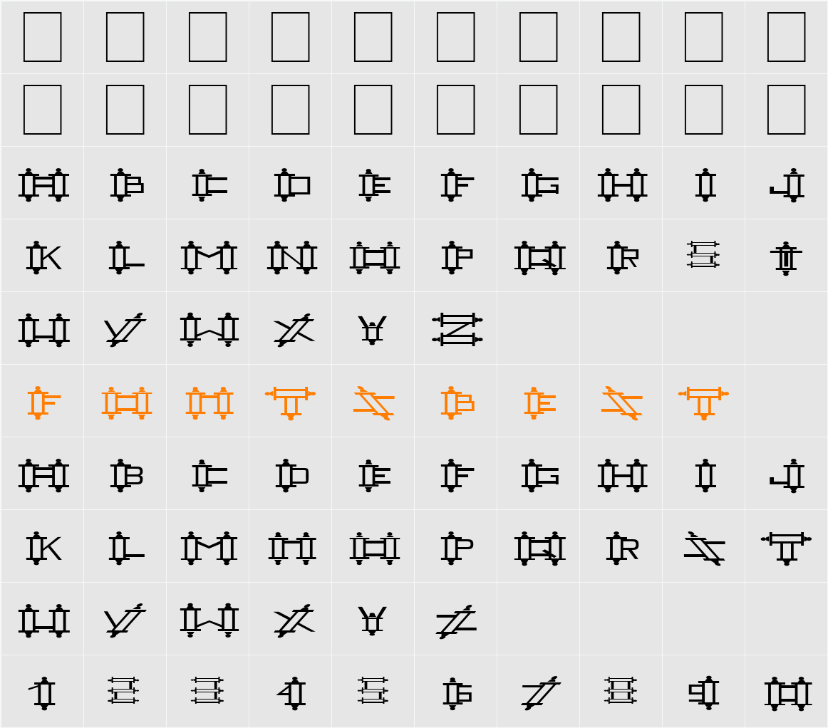 FZ UNIQUE 47 EX Character Map