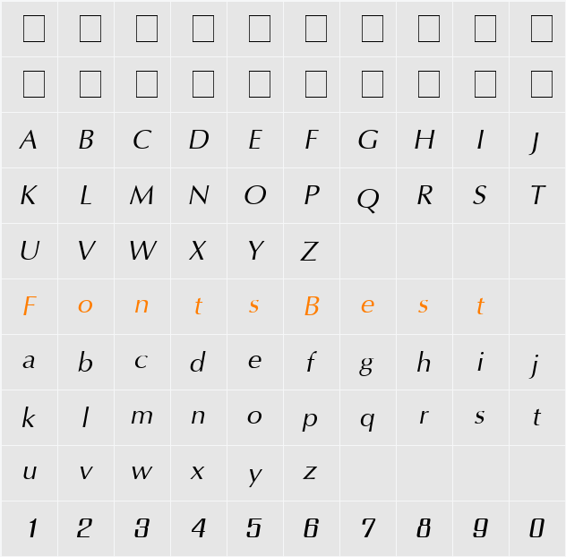 IrisUPC Character Map