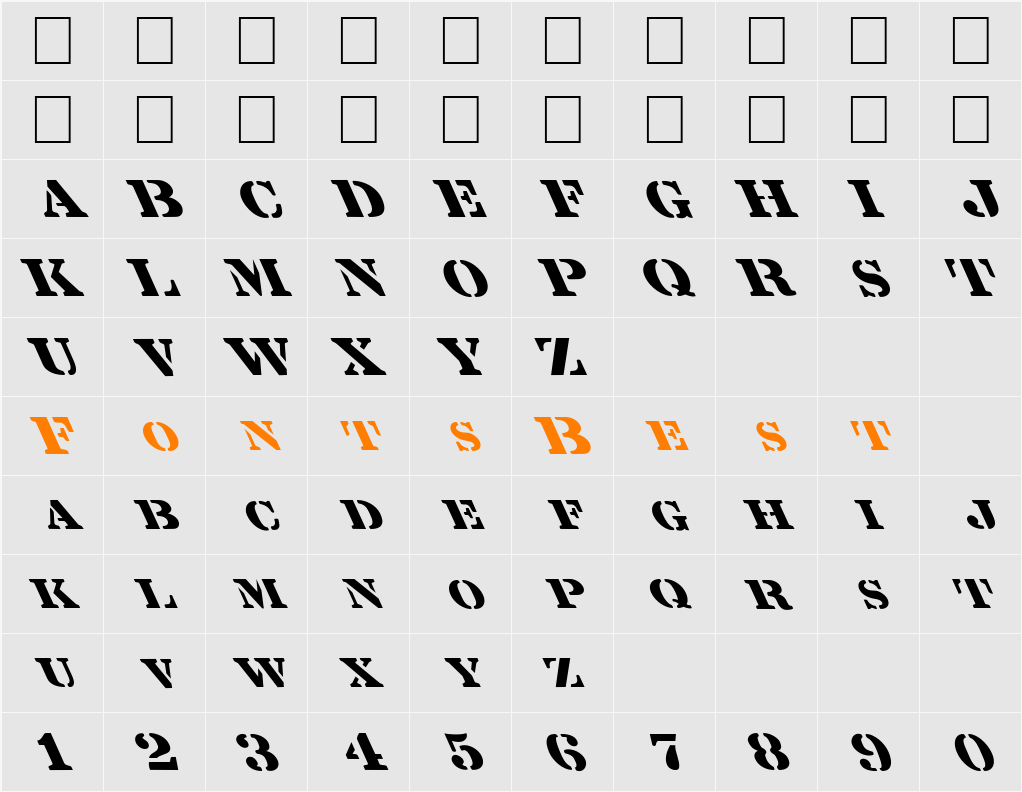 FZ UNIQUE 25 LEFTY Character Map