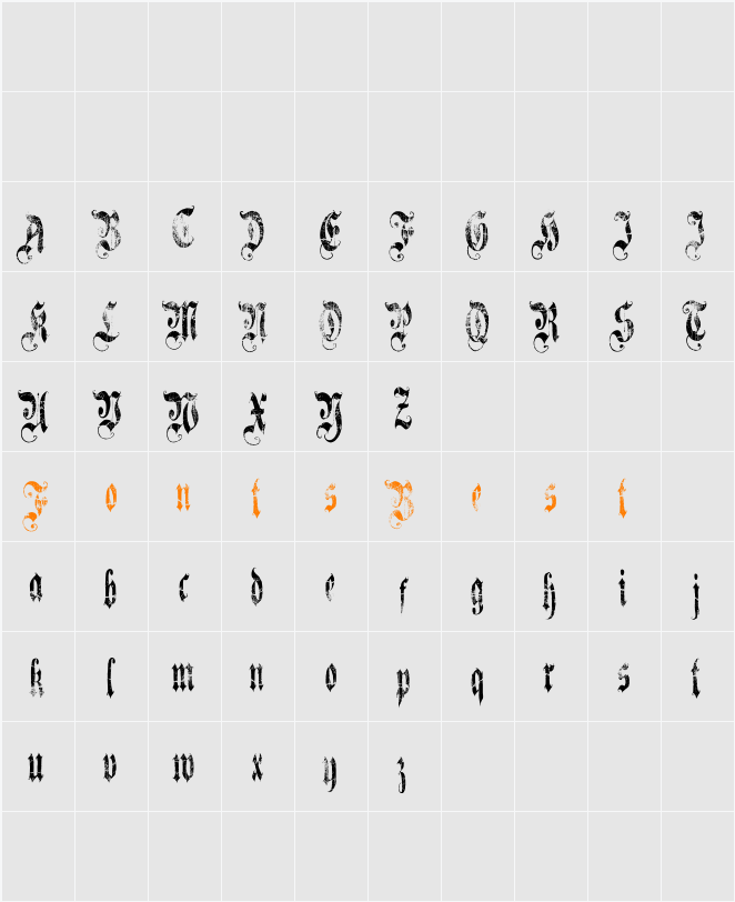 A Gothique Time  Character Map