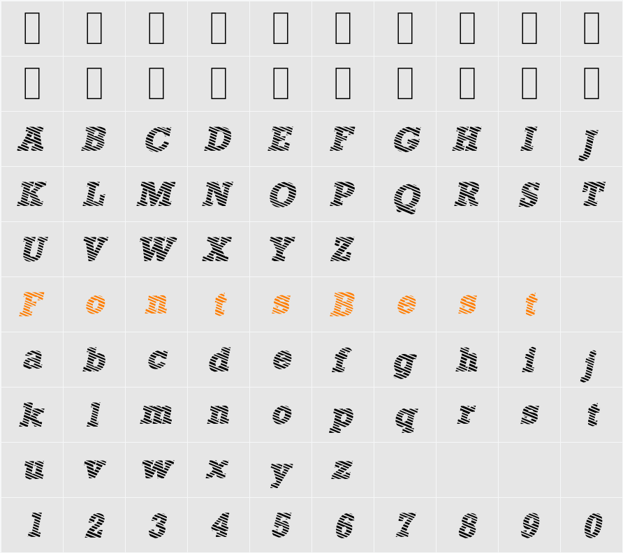 Corrugated SF Character Map