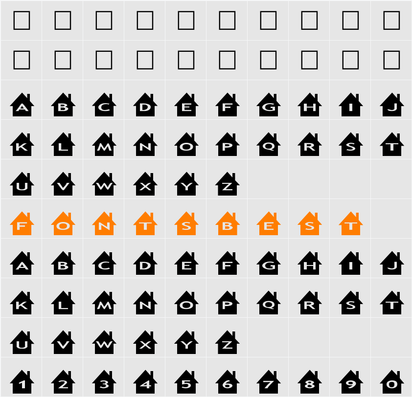 AlphaShapes houses Character Map