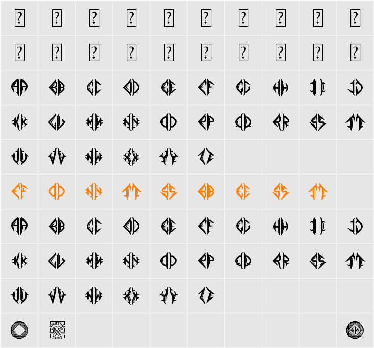 Mediogramo Character Map