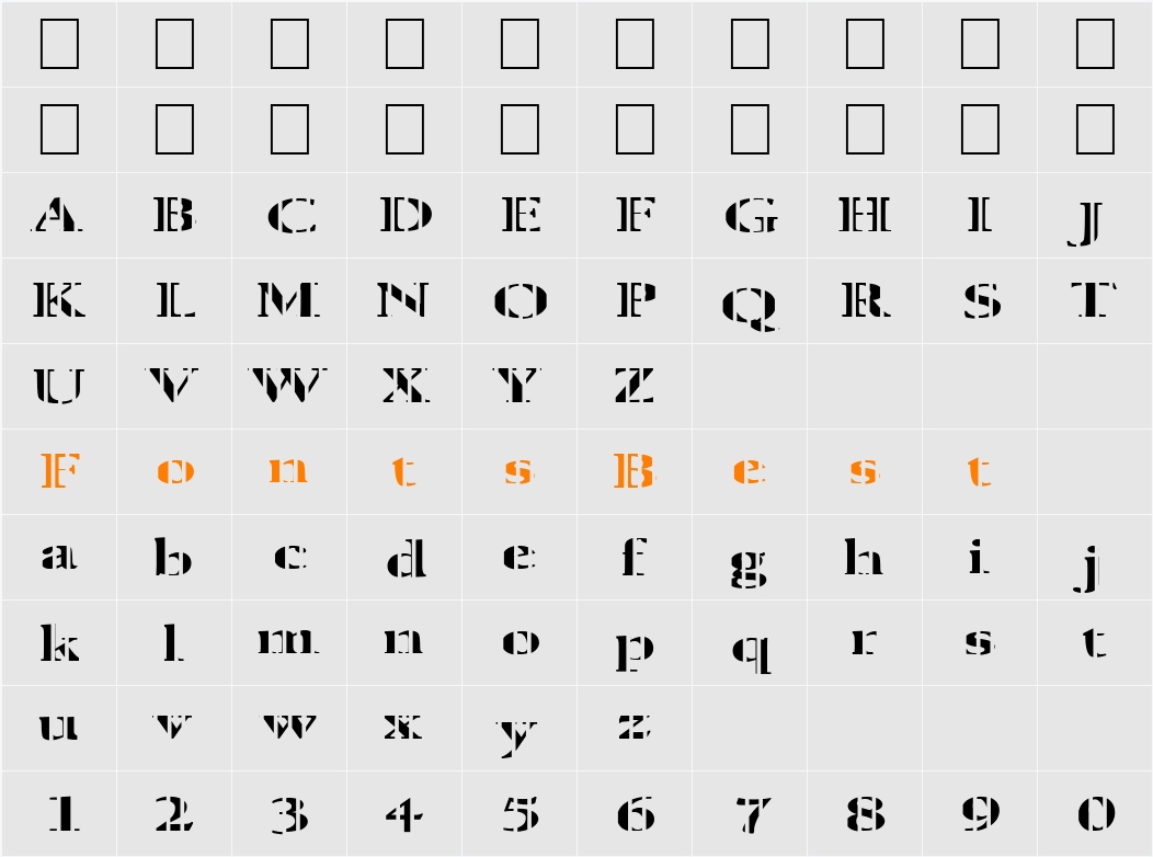 FZ ROMAN 24 STRIPED EX Character Map