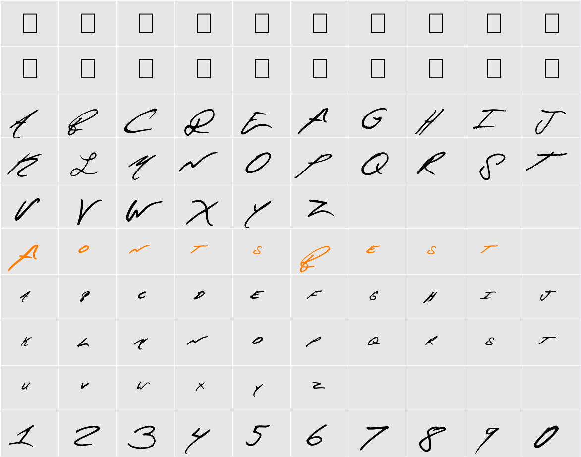 Aquila Cs Character Map