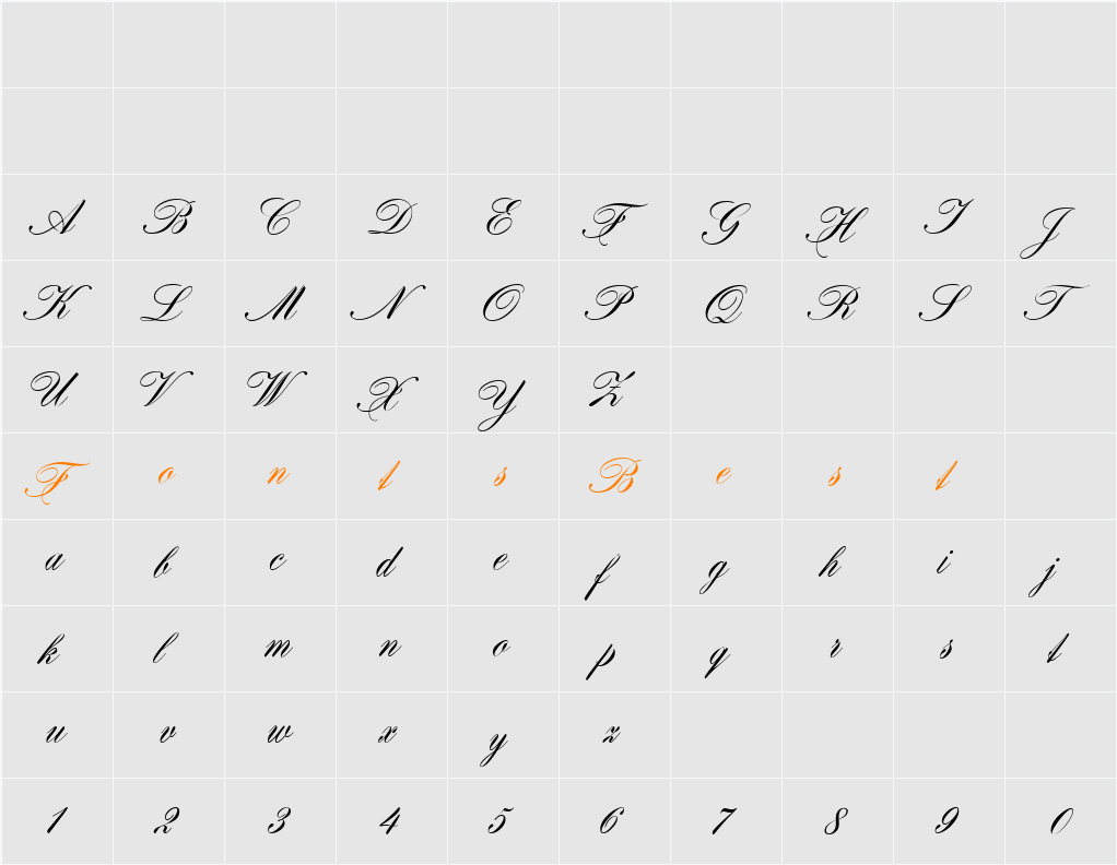 CertificateScript Character Map