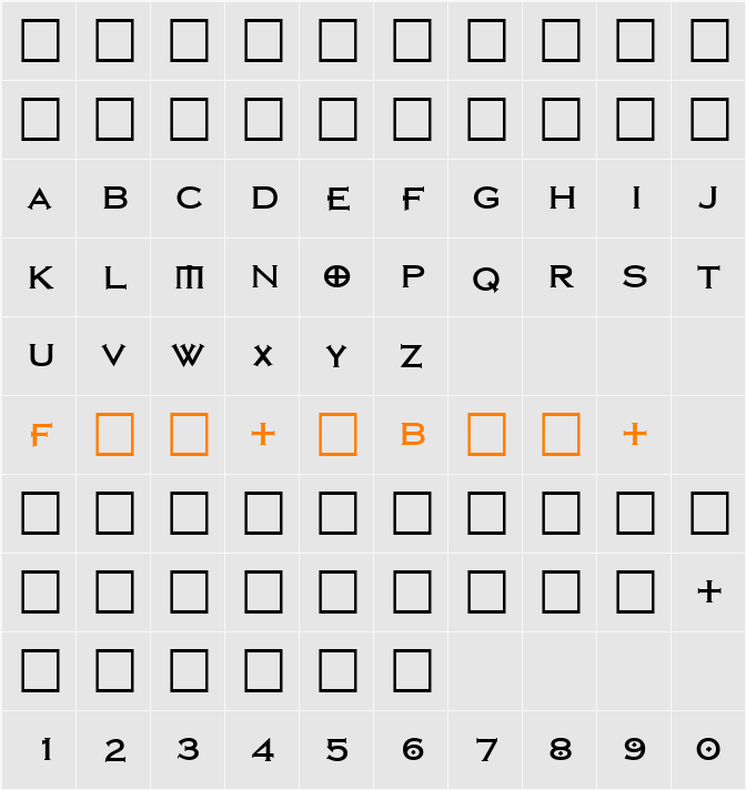 Castilla Caps Character Map