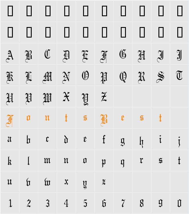 CertificateCondensed Character Map