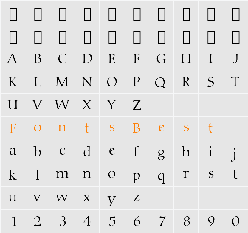 Carmina Lt BT Character Map