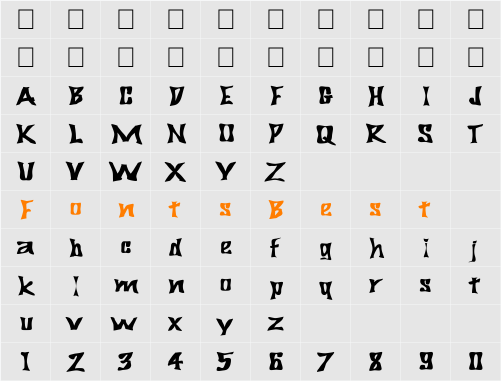 FZ WARPED 29 EX Character Map