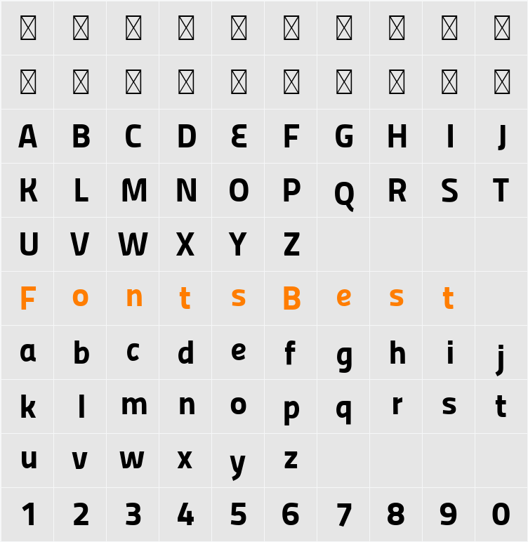 Panefresco 999wt Character Map