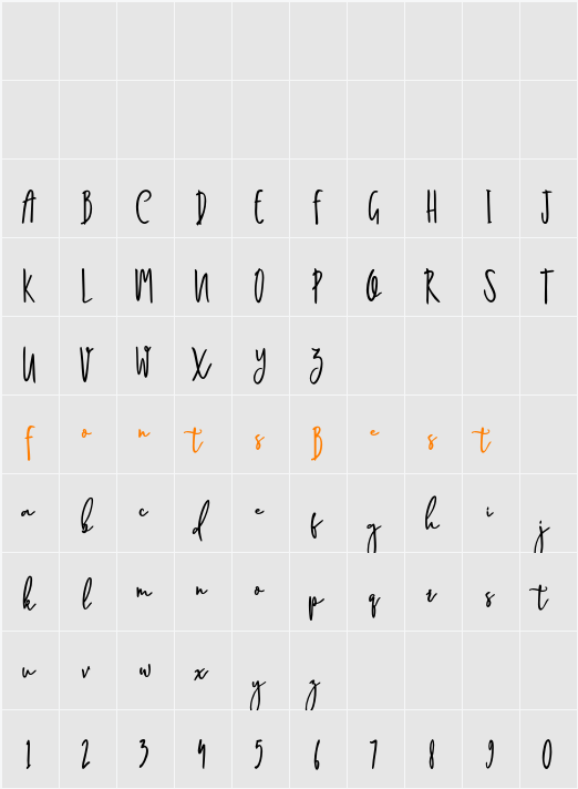 Magnolia Bold Character Map