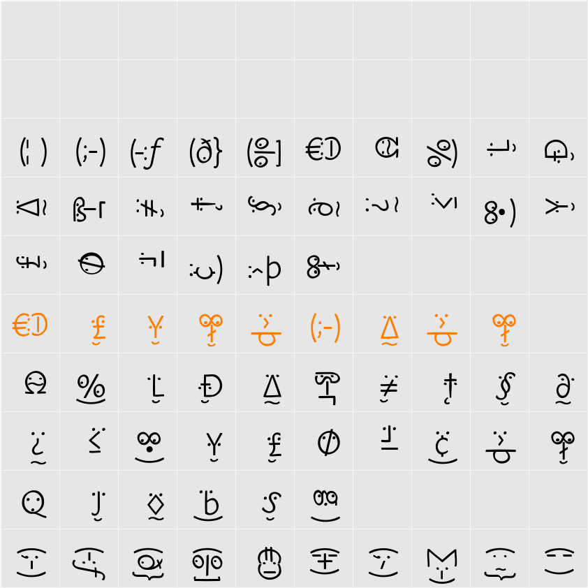 AmorEmoticons Character Map
