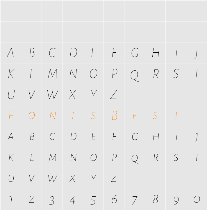 Alegreya Sans SC Thin Character Map