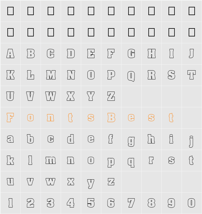 FZ ROMAN 3 HOLLOW Character Map