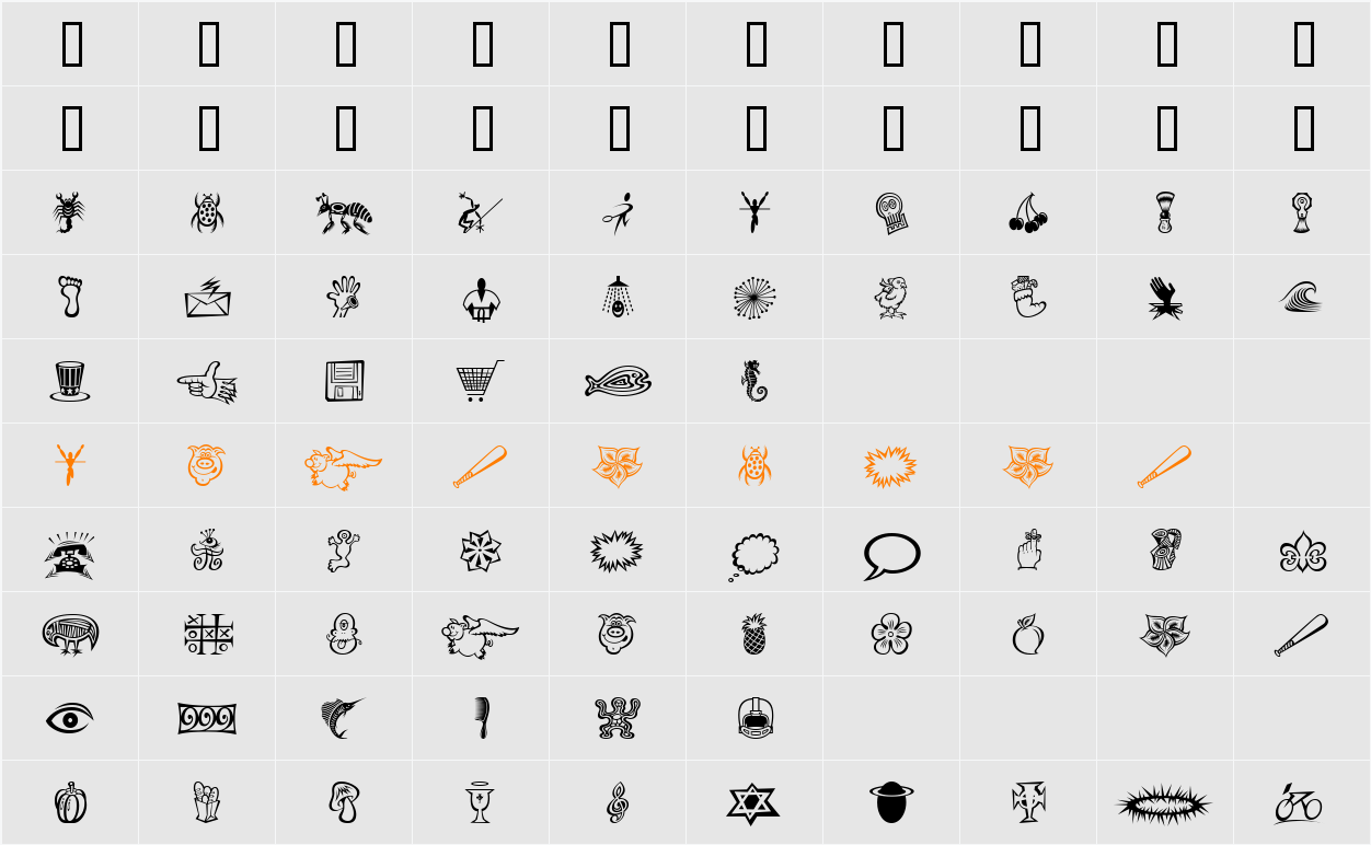 DF Daves Raves Two ITC Character Map