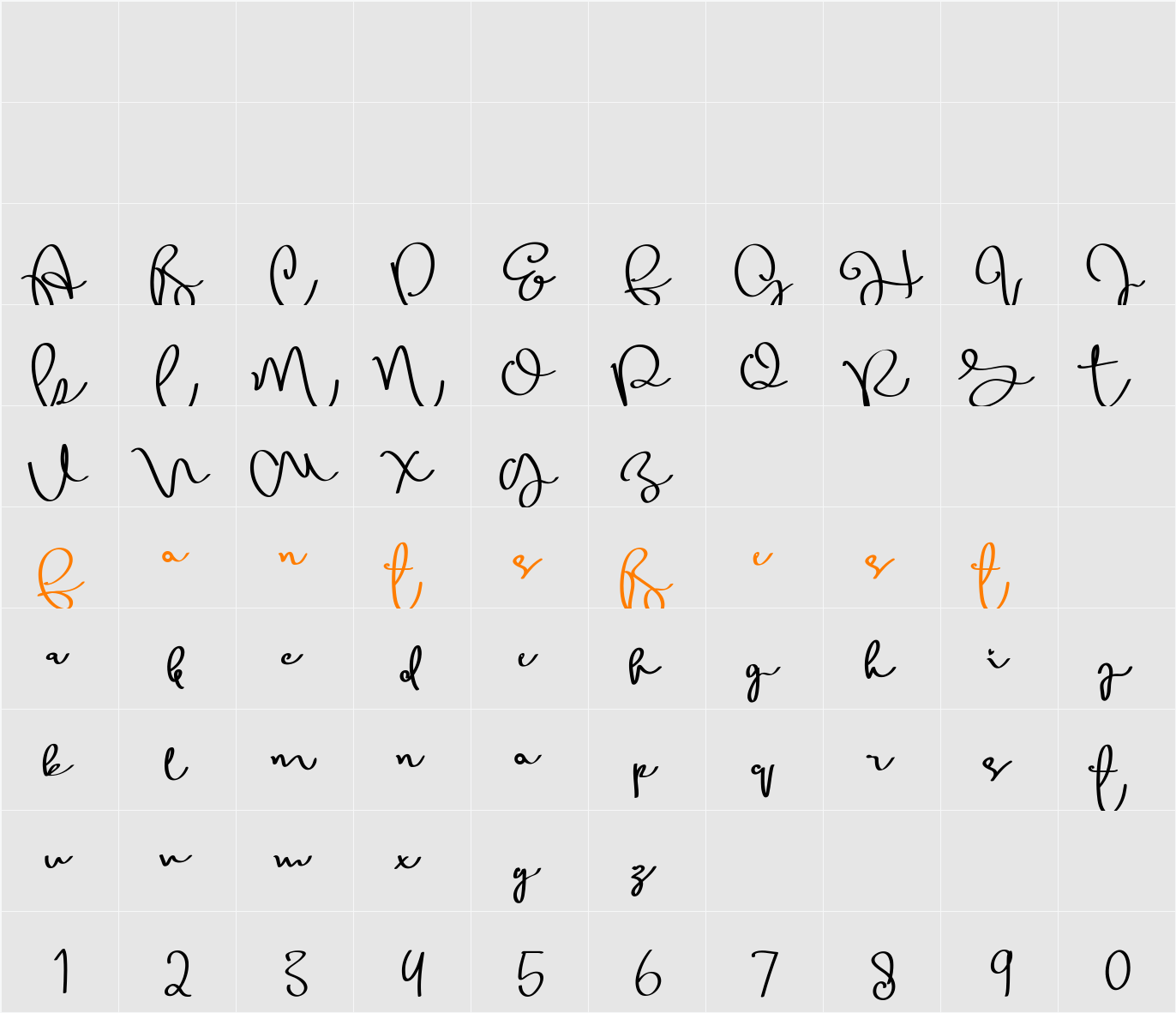 Sallia Character Map