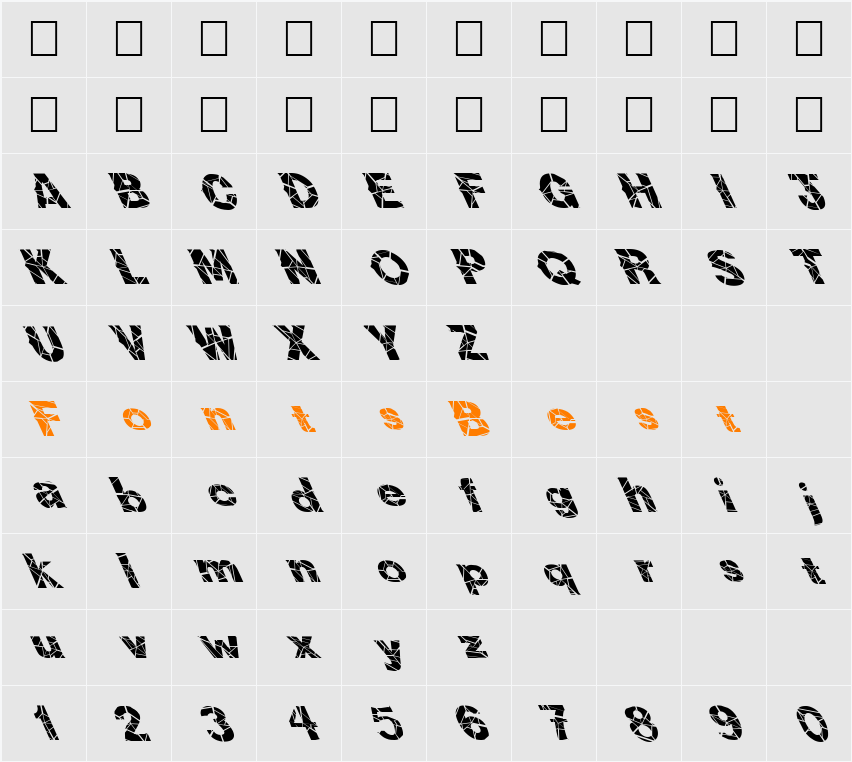 FZ JAZZY 36 CRACKED LEFTY Character Map