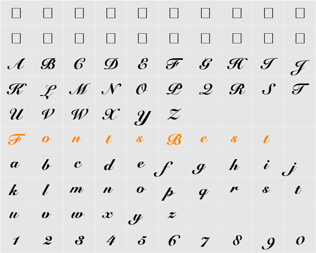 CursiveElegant Character Map