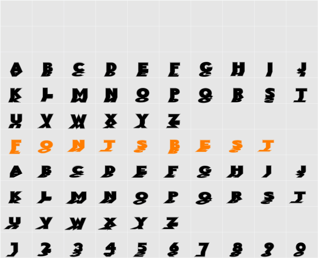 MirrorblacKOutline Character Map