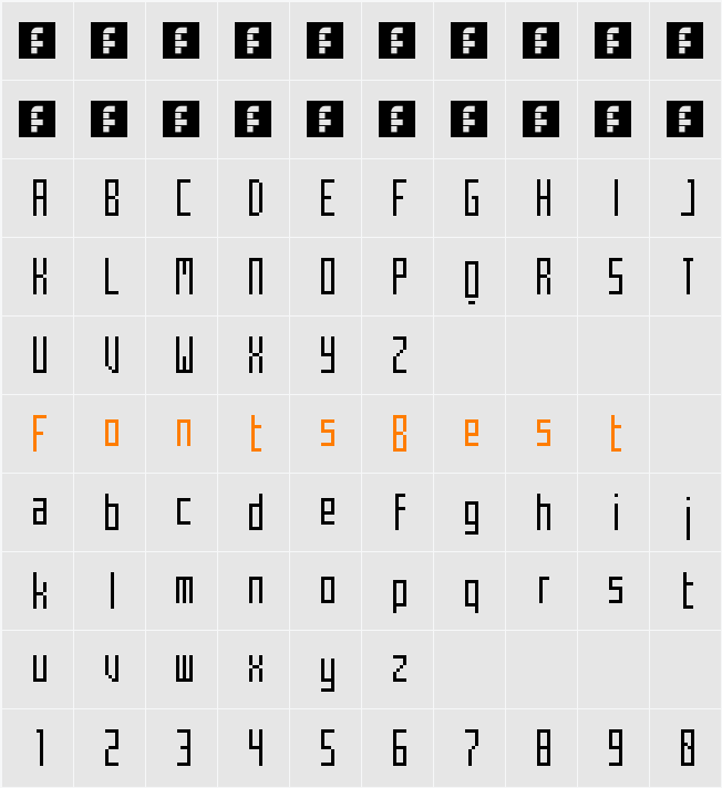 Mecha Condensed Character Map