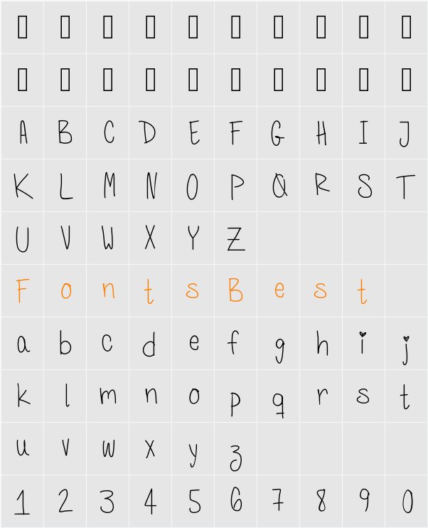 AleFont Character Map