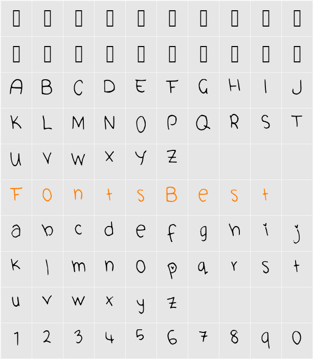 Cute_Font Character Map