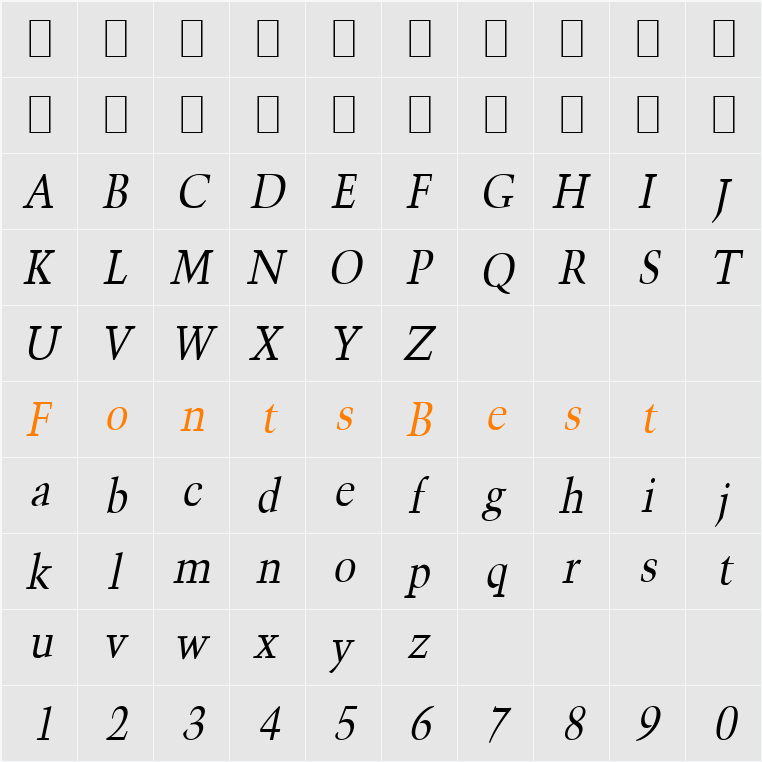 Congo-Condensed Character Map