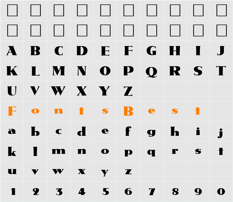 Metropolis DB Character Map