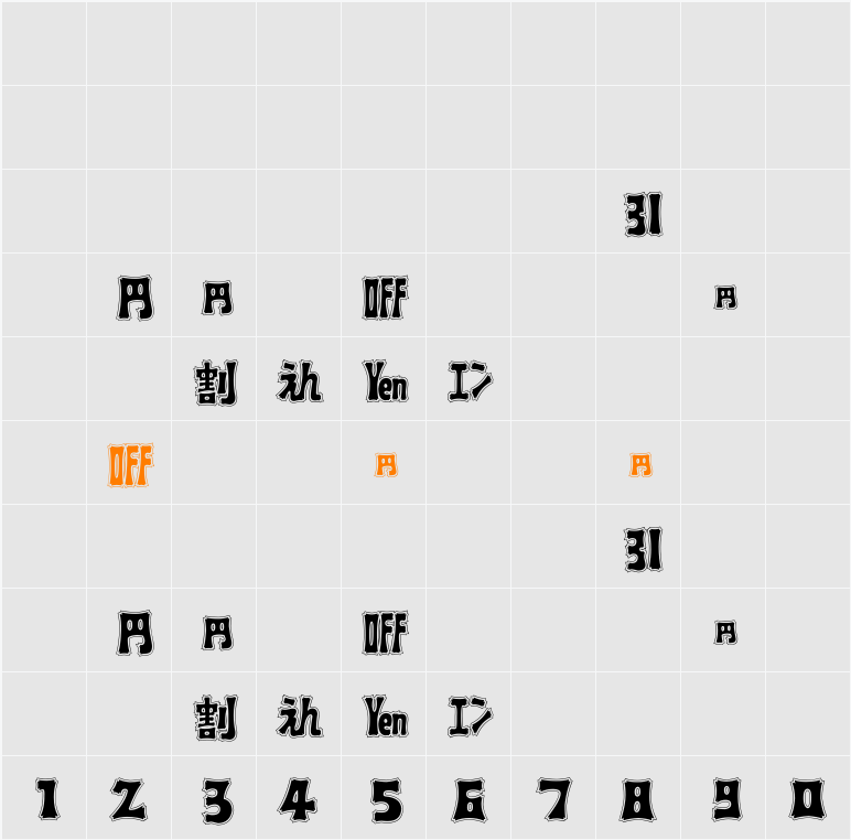 DF-SJPO033-W12 Character Map