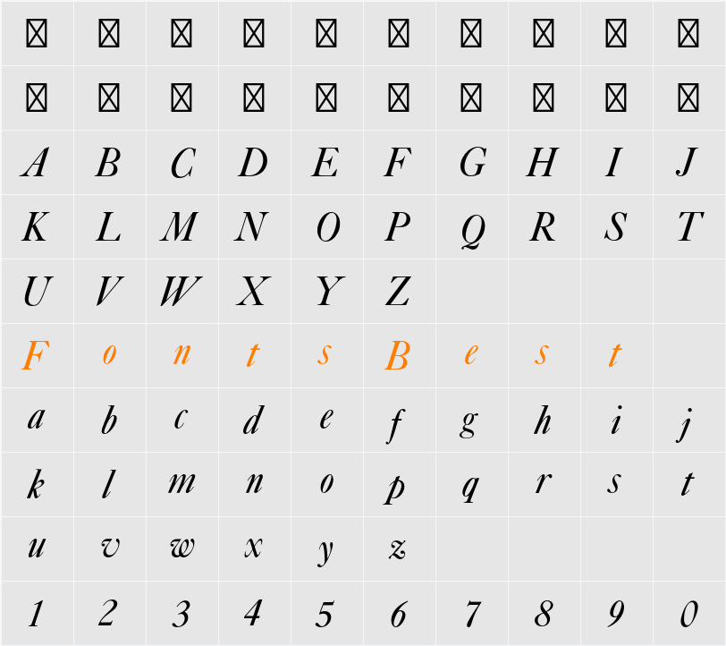 Caslon Italic with Swashes Std Character Map