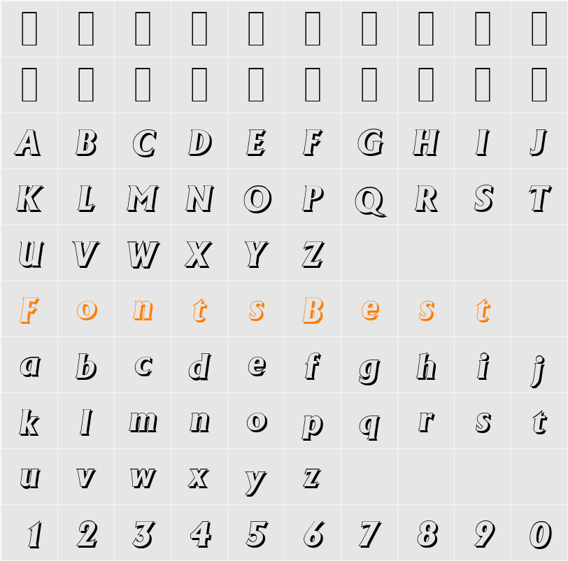 AdelonShadow-Xbold Character Map