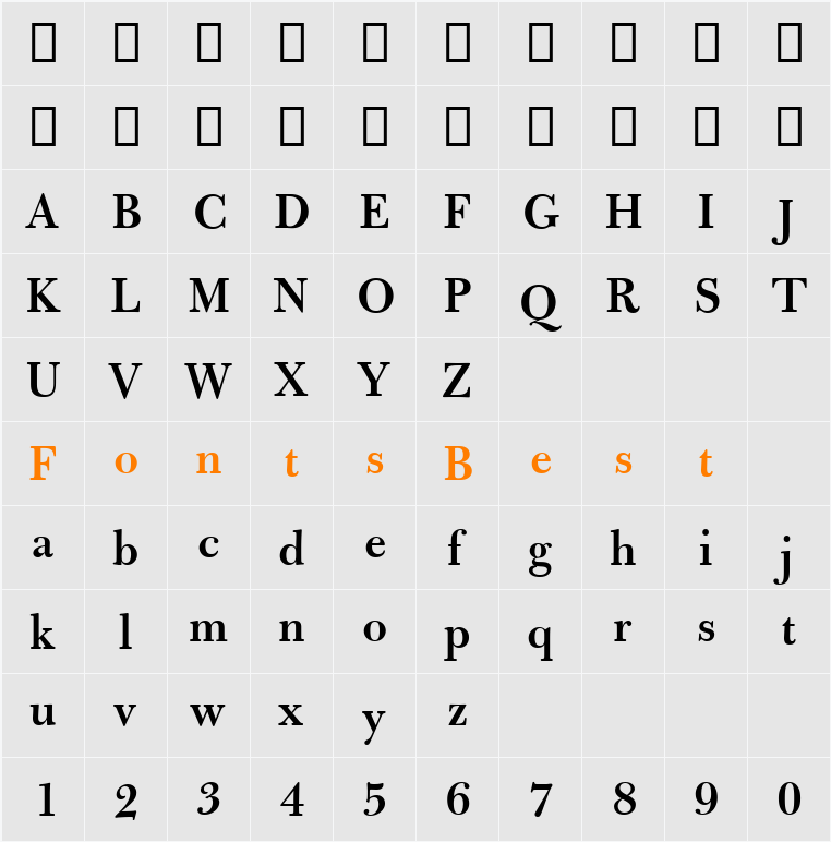 Bulmer MT SemiBold Character Map