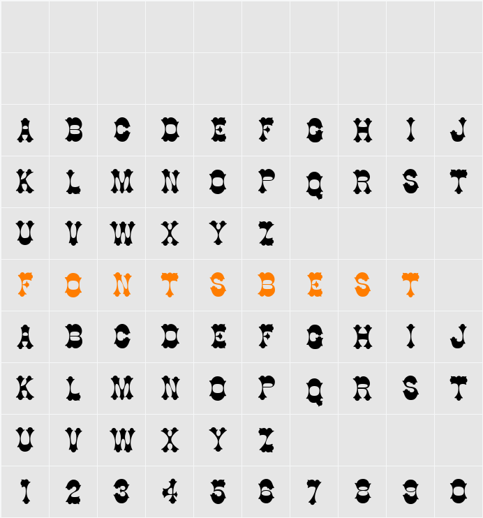 Italienne Character Map