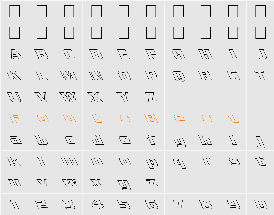 FZ ROMAN 11 HOLLOW LEFTY Character Map